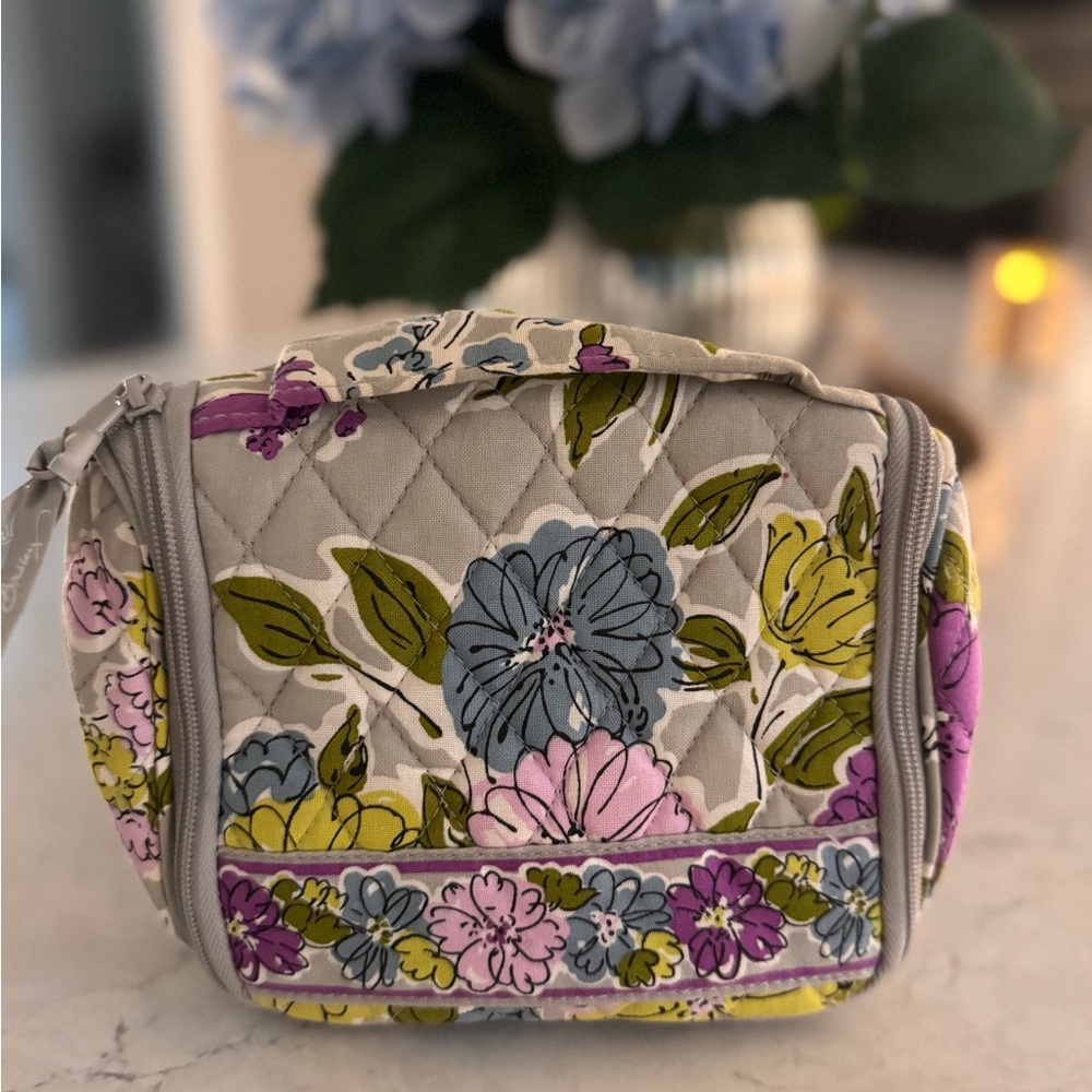 Vera Bradley Quilted Floral Travel Cosmetic Pouch - Pink, Blue & Green